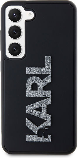 Karl Lagerfeld 3d Rubber Glitter Logo Back Cover Plastic / Silicon Negru (Galaxy S23)