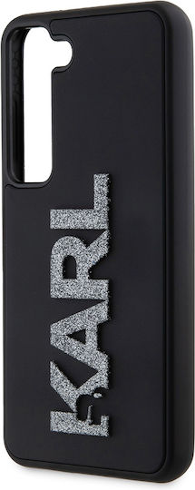 Karl Lagerfeld 3d Rubber Glitter Logo Back Cover Plastic / Silicon Negru (Galaxy S23)