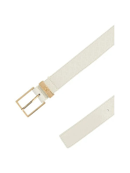 Tommy Hilfiger Monogram 3.0 Leather Women's Belt White