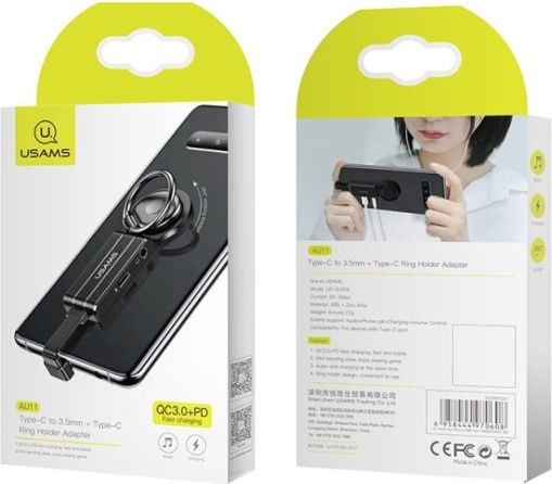 Usams SJ359 Ring Holder for Mobile Phone in Black Colour