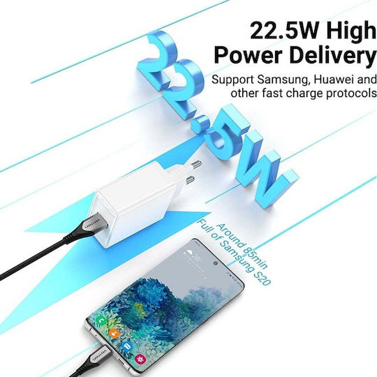 Vention Φορτιστής Χωρίς Καλώδιο με Θύρα USB-A 22.5W Quick Charge 3.0 Λευκός (FACW0-EU)
