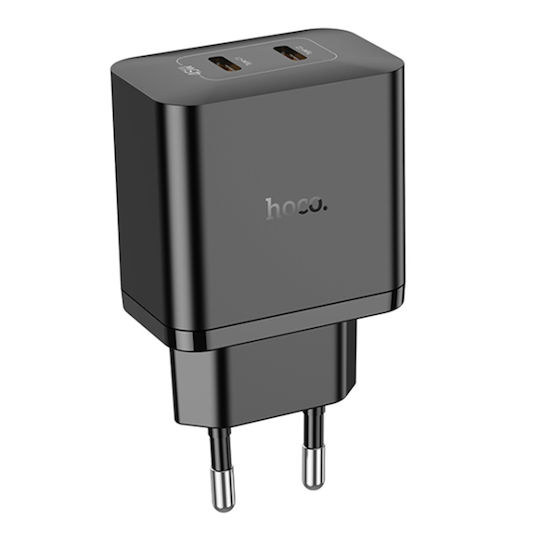 Hoco Φορτιστής Χωρίς Καλώδιο με 2 Θύρες USB-C 45W Power Delivery Μαύρος (N35 Streamer)
