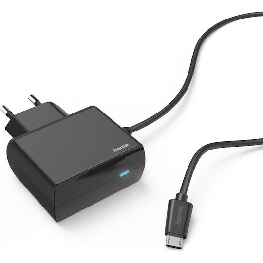 HAMA Încărcător cu Cablu Integrat micro USB Negruς (00183247)