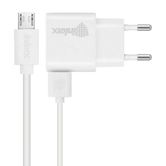 Inkax Ladegerät mit USB-A Anschluss und Kabel Micro-USB Weißs (CD-08)