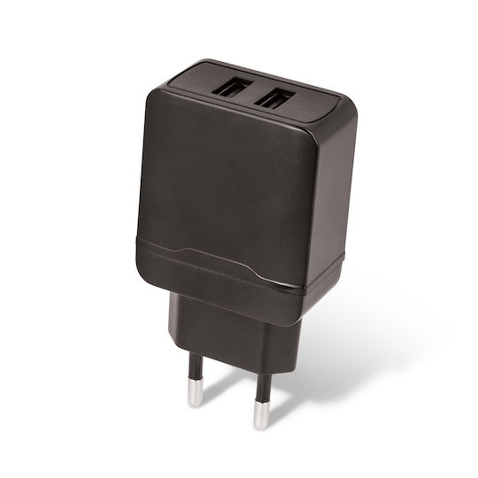 Setty Φορτιστής Χωρίς Καλώδιο με 2 Θύρες USB-A Μαύρος (GSM043803)