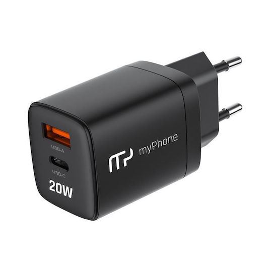 MyPhone Φορτιστής Χωρίς Καλώδιο 20W Power Delivery Μαύρος (351499)