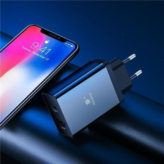 Dux Ducis Wireless Charger with USB-A and USB-C Power Delivery Black (C40)