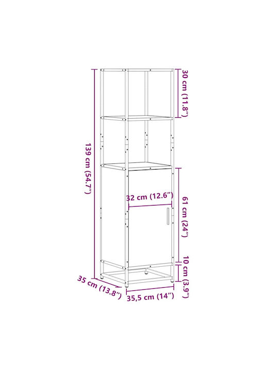 Cabinet Storage Made of Metal & Wood L35.5xW35xH139cm