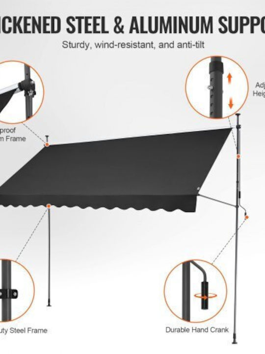 Vevor Zelt Terrasse Schwarz 3.5x1.2m