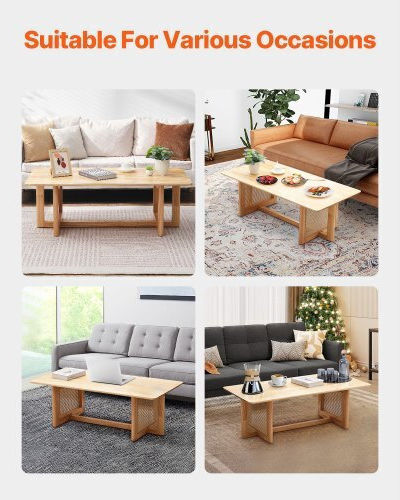 Rectangular Central Coffee Table Made of Brown Bamboo W120xD60xH40cm