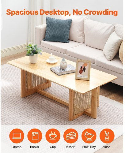 Rectangular Central Coffee Table Made of Brown Bamboo W120xD60xH40cm
