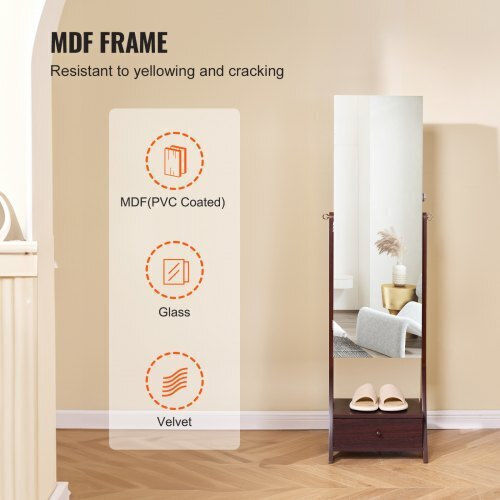 Vevor Oglindă De Podea Cu Cadru Din Lemn Maro 157x41cm