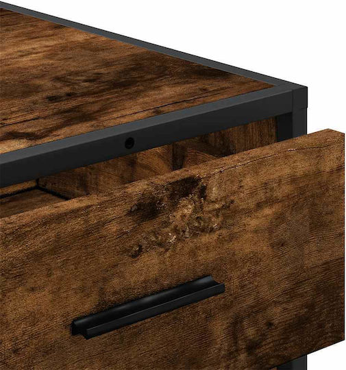 Wooden & Metallic Chest of Drawers Smoked Oak 70x41x56cm