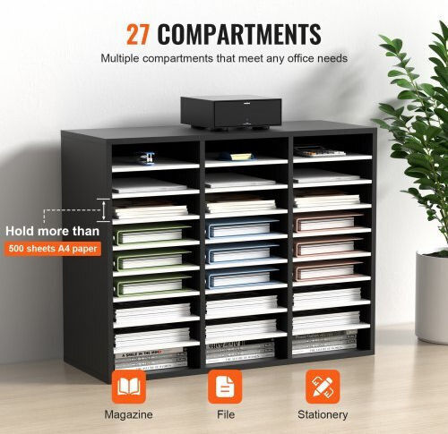 Vevor Black Wooden File Organizer 27 Slots