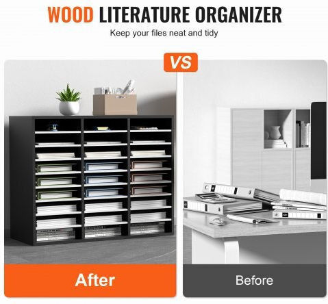 Vevor Black Wooden File Organizer 27 Slots