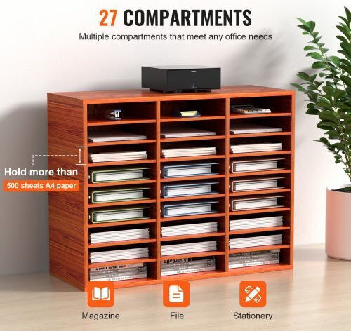 Vevor Wooden File Organizer 27 Slots Brown Wjzlfpjbhb277hqsgv0