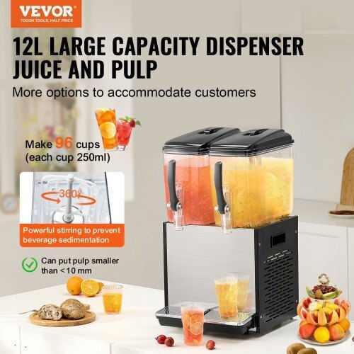 Vevor Doppel Getränkespender Kalt 2x12Es