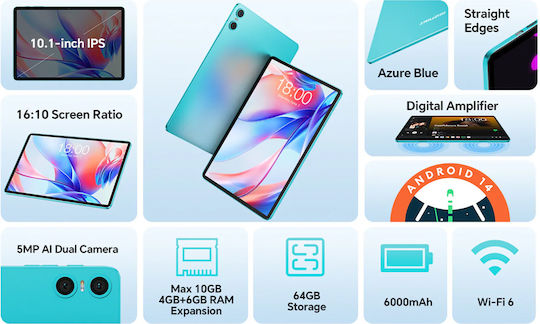 Teclast P30 10.1" Tablet (4GB/64GB) Μπλε