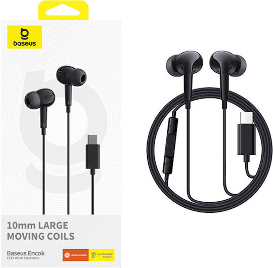 Baseus Encok Cz18 In-ear Handsfree Ακουστικά με Βύσμα USB-C Μαύρο