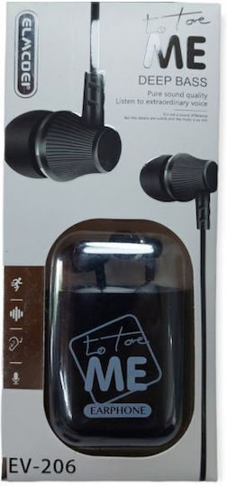 EV-206 In-ear Handsfree Earphones with 3.5mm Jack Black