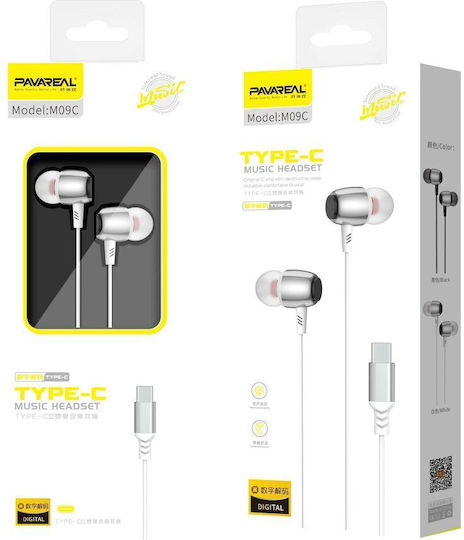 Pavareal Pa-m09c In-ear Handsfree with USB-C Connector White