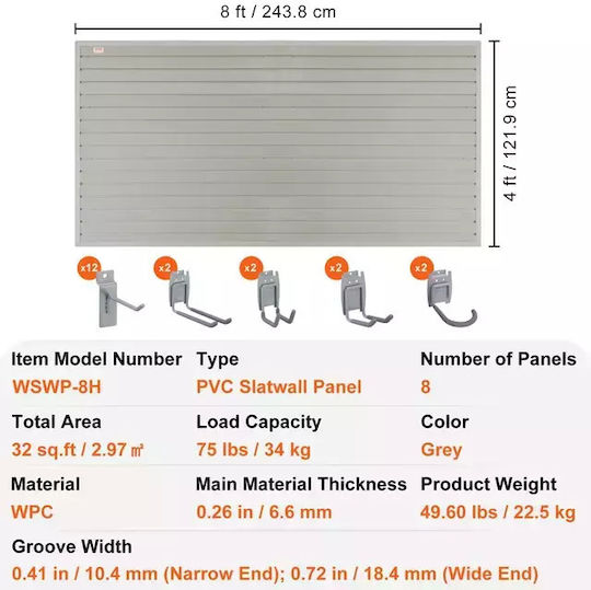 Garagen-Wandorganizer-Paneele PVC-Material Einzelhandelsgeschäft Display 32sqft Haken