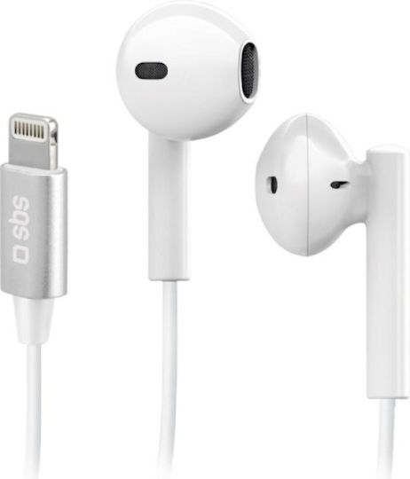 SBS Studio Mix 105 In-ear Handsfree με Βύσμα Lightning Λευκό
