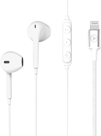 Force Play Earbuds Handsfree με Βύσμα Lightning Λευκό