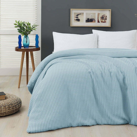 Beauty Home Waffle Art 1990 Piqué Decke Moni 170x240cm Blau 1990PIMO-l Blau