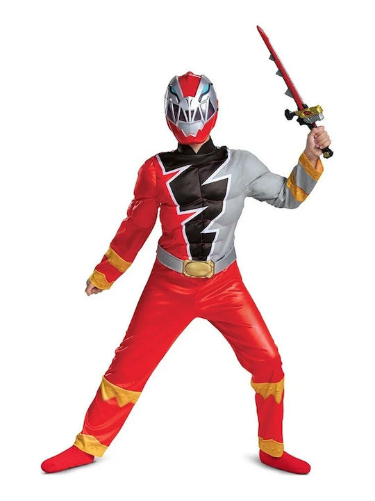 Costum de Carnaval pentru Copii Power Rangers Red Ranger Dino Fury Classic Muscle Small