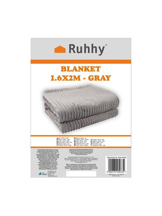 Ruhhy Samtige Decke Einzeln 160x200cm Grau