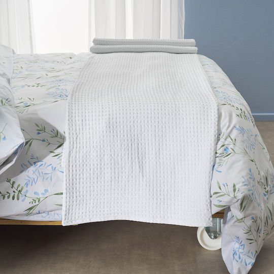 Charalambidis Textiles Piqué Decke Einlagig 175x265 cm Weiß