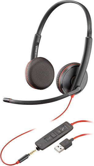 Poly Blackwire C3225 On Ear Multimedia Ακουστικά με μικρόφωνο και σύνδεση 3.5mm Jack