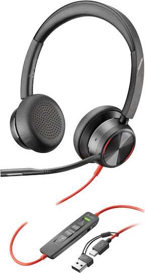 Poly Blackwire 8225 На ушите Мултимедийни слушалки с микрофон и връзка USB-C в Черен цвят