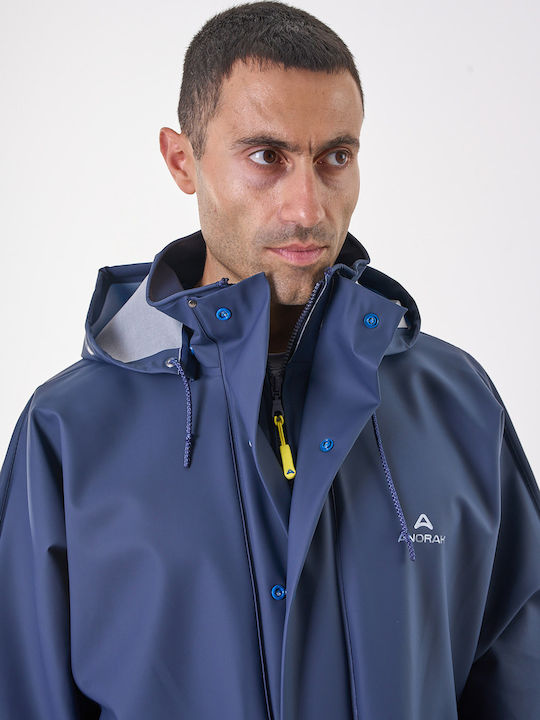Anorak Wasserdichte Jacke Kapuze Reflektierend Avenuer Lang Blau