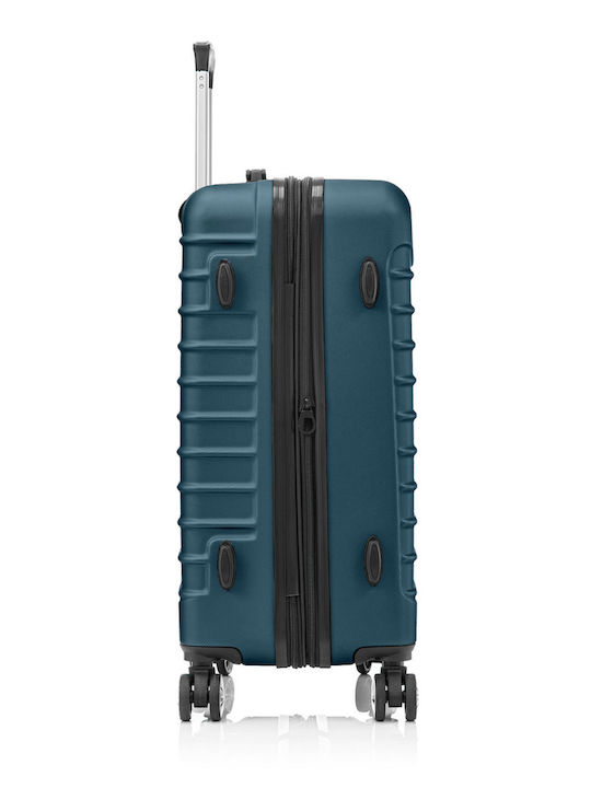 Quasar Model Line Μεγάλη Βαλίτσα Ταξιδίου Σκληρή Petrol Blue με 4 Ρόδες Ύψους 77εκ.