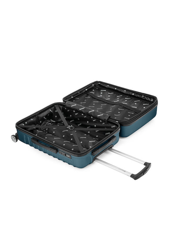 Quasar Model Line Μεγάλη Βαλίτσα Ταξιδίου Σκληρή Petrol Blue με 4 Ρόδες Ύψους 77εκ.