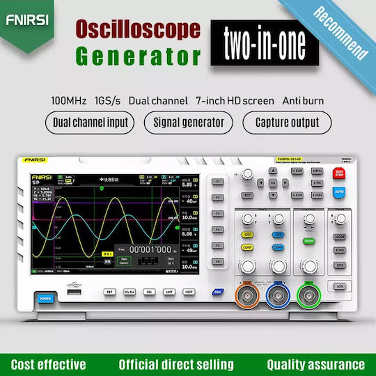 Digital Oscilloscope Portable Design Dual Channel Input Fnirsi-1014d