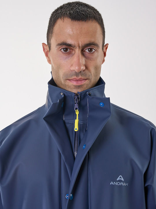Anorak Street Long Men's Waterproof Riding Jacket Blue