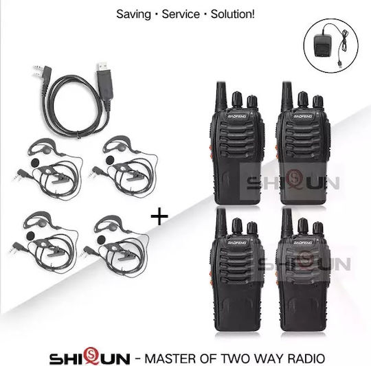 Walkie Talkie 5w Power Uhf Frequency 4usb-1cable-4hd