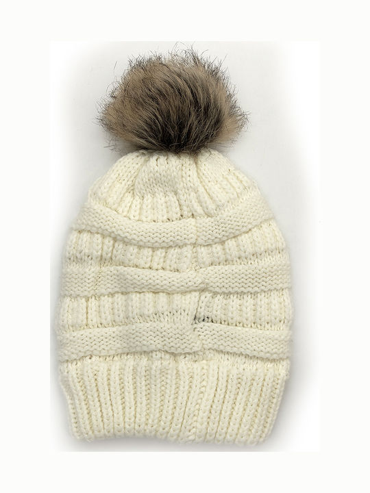 Kids Beanie Set with Gloves Knitted White