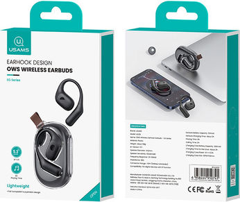Usams UG26 Open Ear Bluetooth Handsfree Ακουστικά με Θήκη Φόρτισης Μαύρα