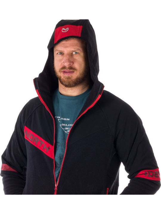 Men's Fleece Cardigan with Hood Black