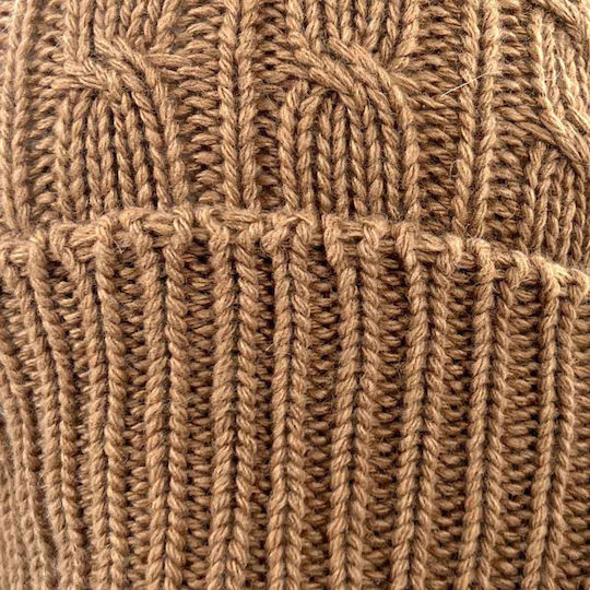 Beanie Unisex Σκούφος Πλεκτός σε Μπεζ χρώμα