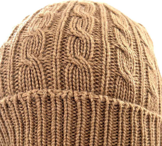 Beanie Unisex Σκούφος Πλεκτός σε Μπεζ χρώμα