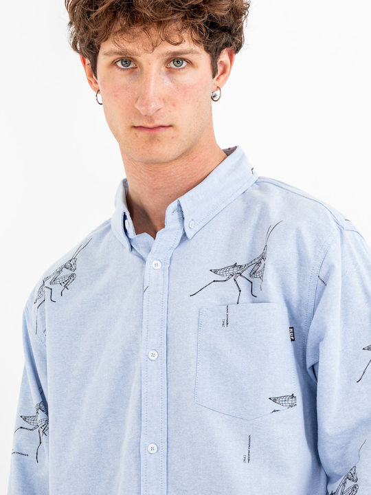 Long-sleeved Cotton Shirt Blue