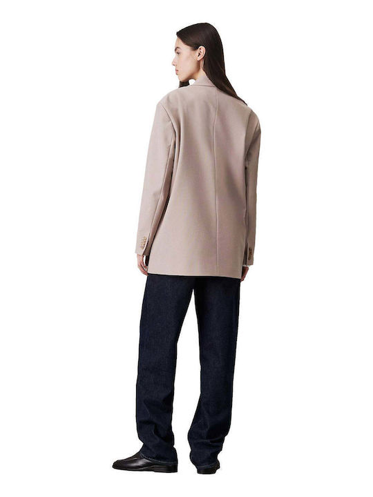 Calvin Klein Damen Gekreuzt Blazer Beige