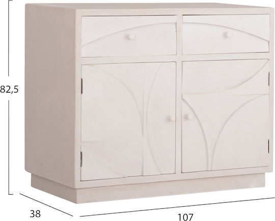 Bufet din Lemn cu Sertare Υπολευκό 107x38x82cm