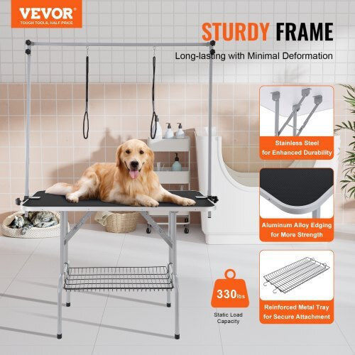Vevor Folding Pet Grooming Table with Two Clamp Arms 117cm for Medium Small Dogs, 149.7kg Capacity Zdmrz46inch0i6658v0