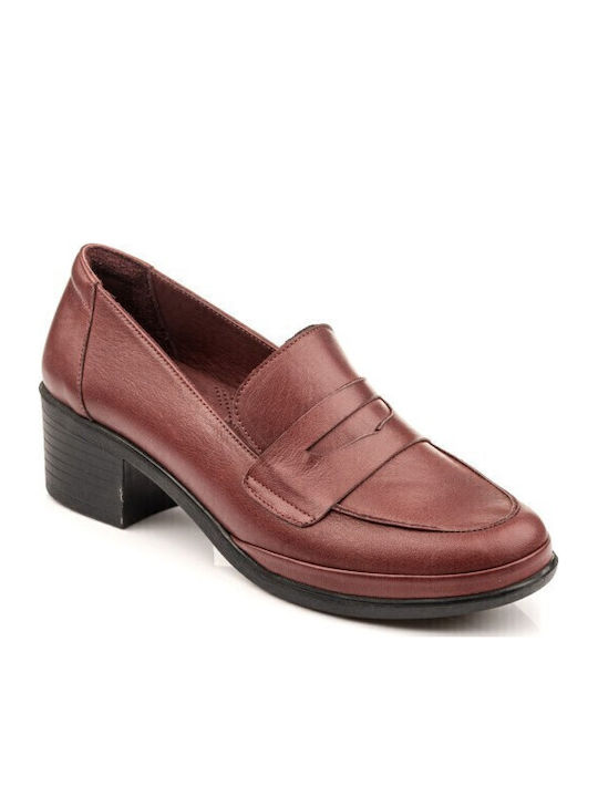 Leather Women's Loafers in Brown Color
